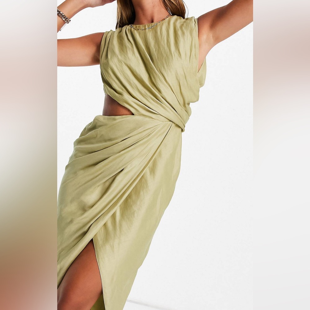 Cut out draped midi dress